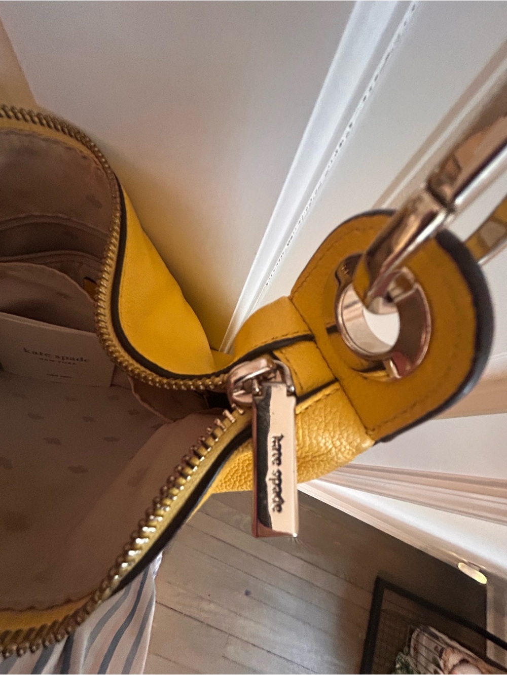kate spade Yellow Leather Crossbody Bag with Gold Hardware